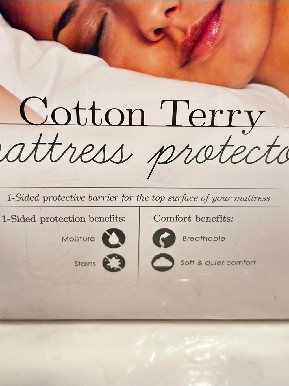Cotton Terry Queen Mattress Protector - White